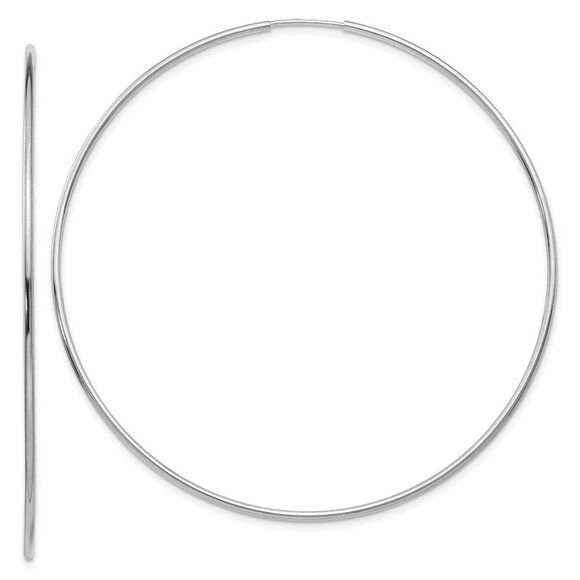 10k White Gold Polished Endless Tube Hoop Earrings